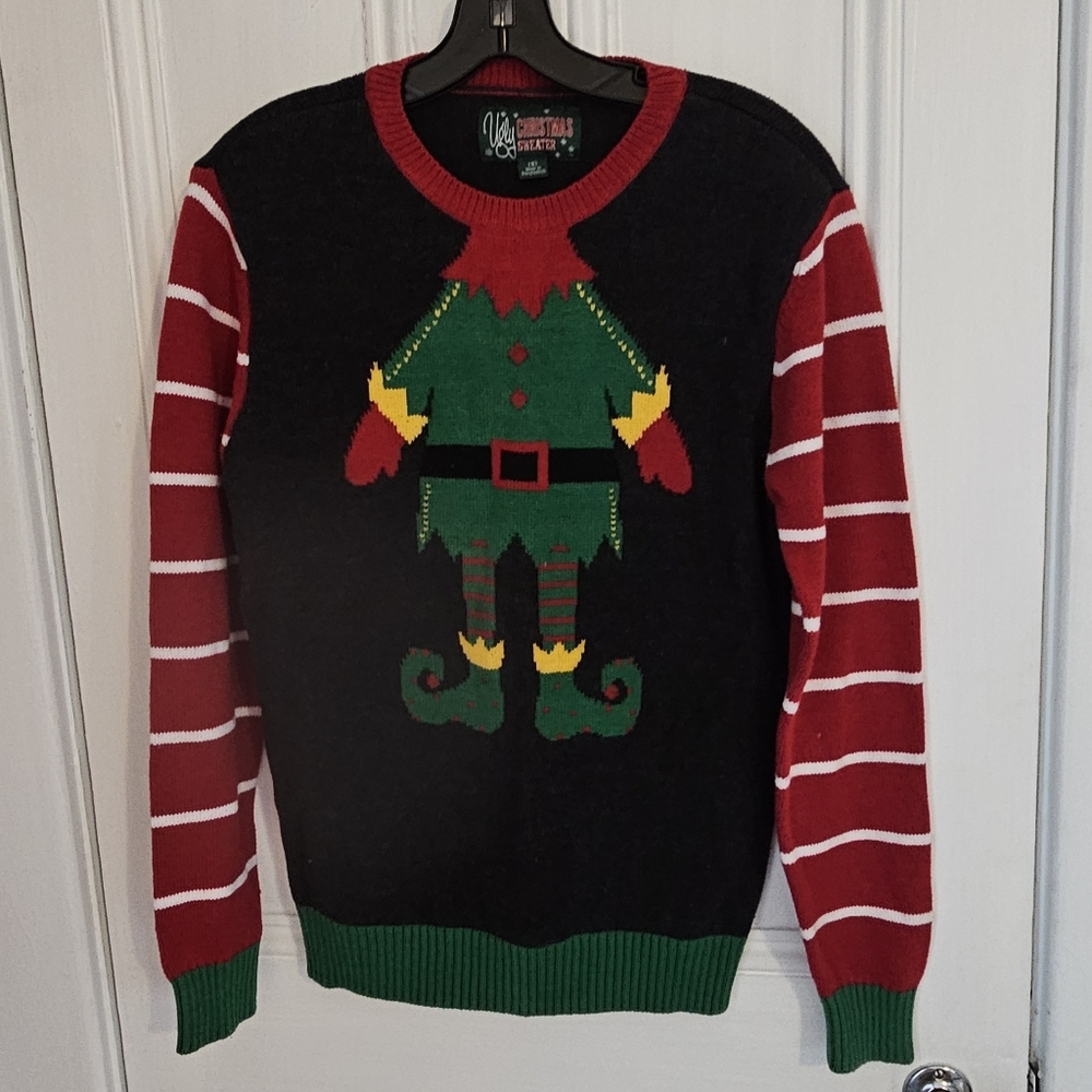 Ugly Christmas Sweater Womens Small Elf Crewneck Pullover Sweater